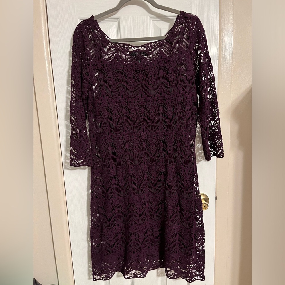 Ralph Lauren Plum/Wine Sheath Dress with Scoop Neck